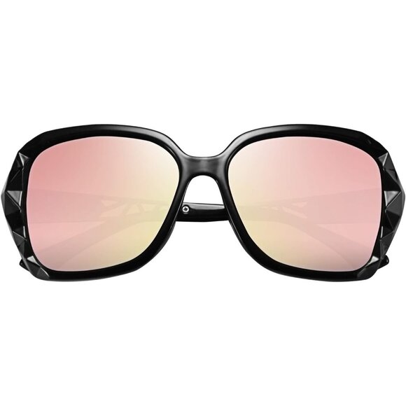 Women's Pink Crystal Square Sunglasses Sparkling Composite Shiny Frame Design - Picture 1 of 7